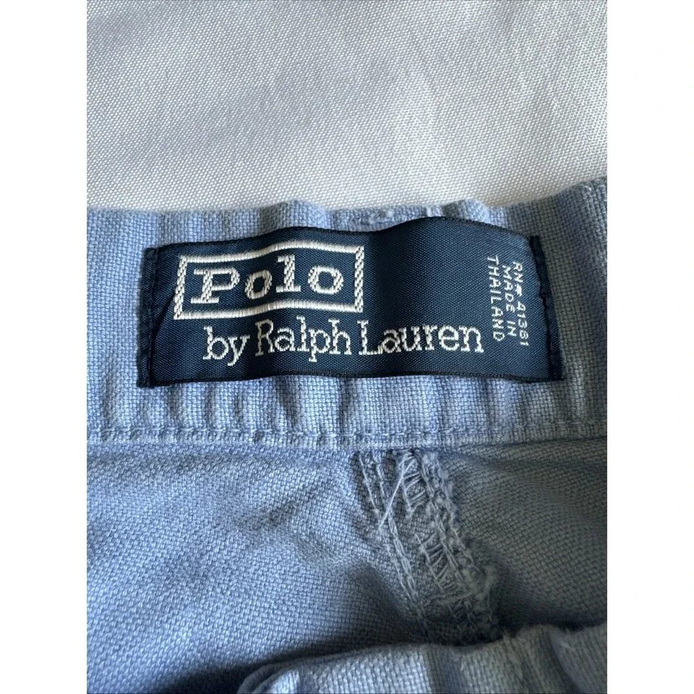 Vintage Polo Ralph Lauren Linen Cotton Blend Cargo Shorts Blue Size XL Men